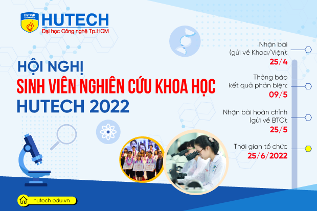 Hội nghị Sinh viên Nghiên cứu Khoa học HUTECH 2022 sẽ nhận bài đến 25 4