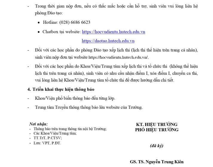 Thông báo Lịch thi Học kỳ 1B và Học kỳ phụ - Học kỳ 1 năm học 2025-2026 6