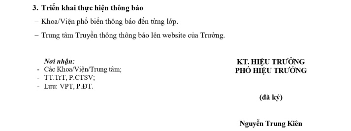 Thông báo Lịch thi Học kỳ 3, Học kỳ phụ - Học kỳ 3 năm học 2024 - 2025 đối với sinh viên Đại học chính quy, Đại học Liên thông, Đại học Văn bằng 2 6