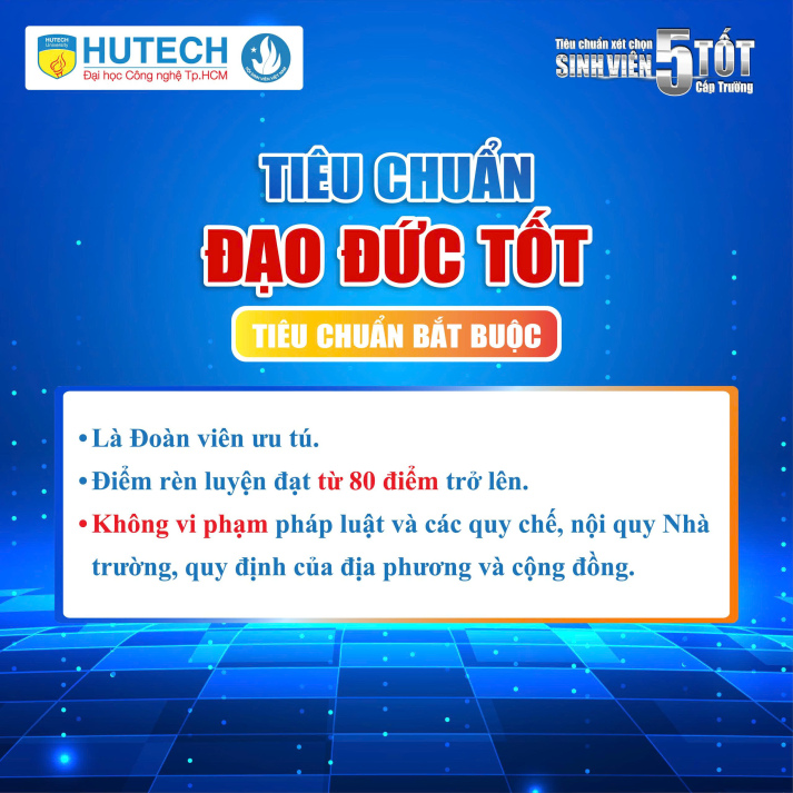 TIÊU CHUẨN XÉT CHỌN DANH HIỆU “SINH VIÊN 5 TỐT” CẤP TRƯỜNG NĂM HỌC 2025 - 2026 24