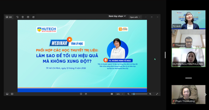 HUTECH mở rộng không gian học thuật qua Webinar tâm lý học về phối hợp các học thuyết trị liệu 55