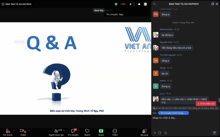 HUTECH mở rộng không gian học thuật qua Webinar tâm lý học về phối hợp các học thuyết trị liệu 48