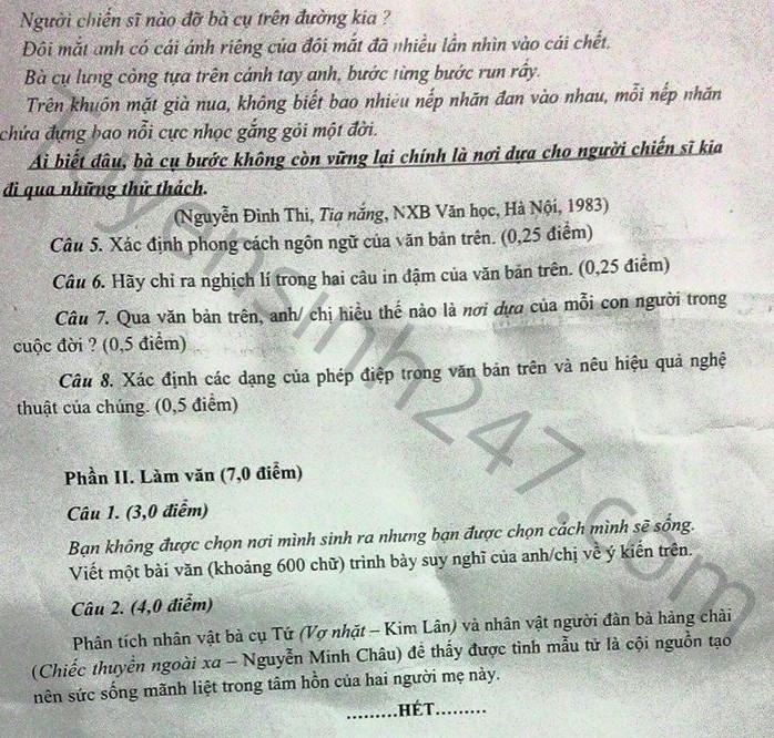 Đề thi & Đáp án môn Văn THPT Quốc gia 2015 (Kỳ thi thử tại TP.HCM) 16