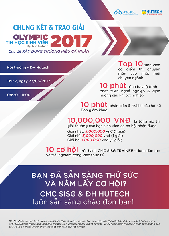 “Hội thi Olympic Tin học HUTECH 2017” sẽ chính thức khởi tranh từ 26/05/2017 28