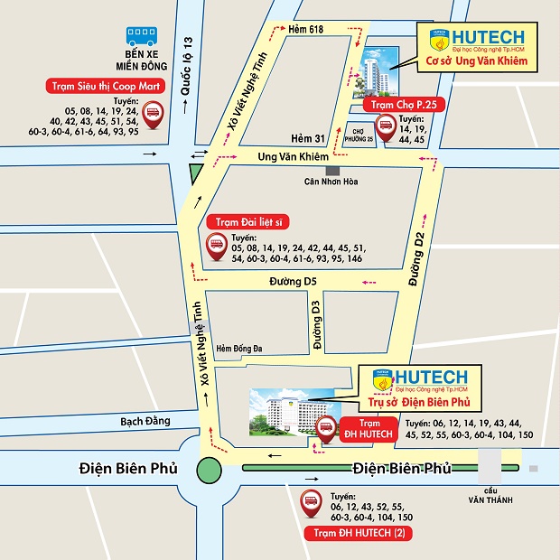 Sinh viên HUTECH cập nhật nhanh thông tin các địa điểm gửi xe và các tuyến xe buýt đến trường 73
