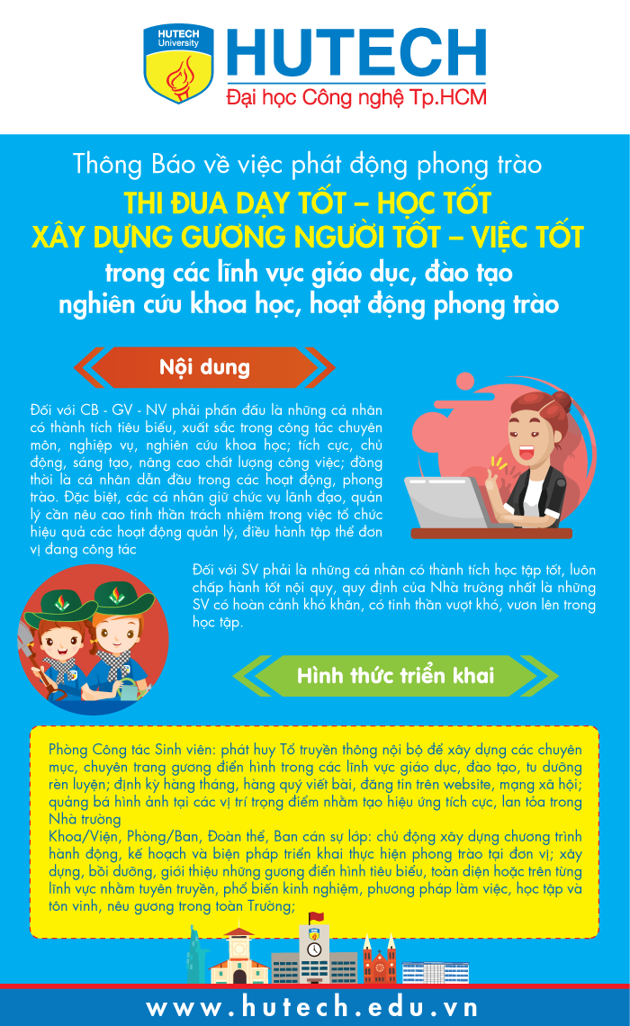 HUTECH phát động phong trào thi đua dạy tốt – học tốt & gương người tốt – việc tốt 21