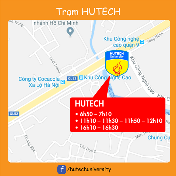 Lộ trình HUTECH Bus dành cho sinh viên học tập tại Trung tâm Đào tạo nhân lực chất lượng cao 24