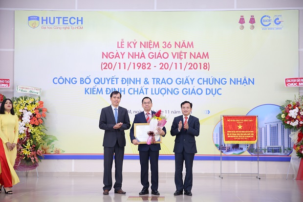 HUTECH celebrates Vietnamese Teachers' Day and receives the Certificate of Education Quality Accreditation 97