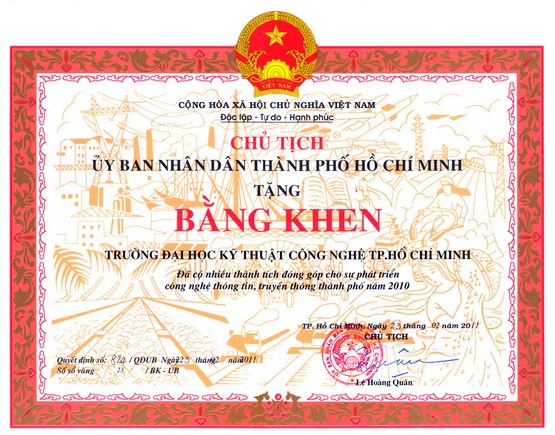 HUTECH vinh dự nhận bằng khen của Chủ tịch UBND Thành phố 5