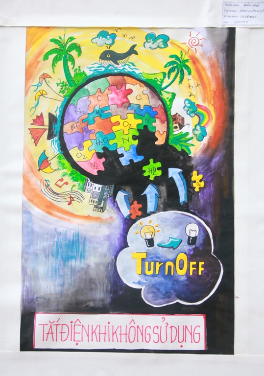 SV HUTECH vẽ tranh cổ động hưởng ứng chiến dịch Giờ Trái đất 2014 18