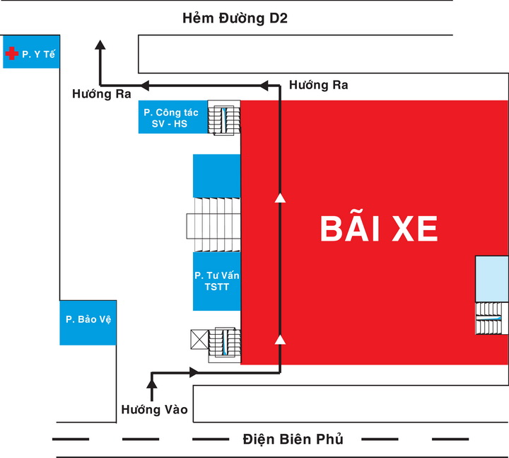 Từ ngày 01/12/2011 bãi giữ xe HUTECH sẽ lưu thông theo một chiều cố định 8