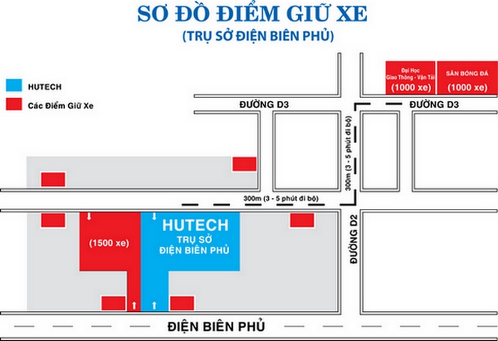 Hướng dẫn sinh viên, học sinh các điểm giữ xe gần trường HUTECH 10