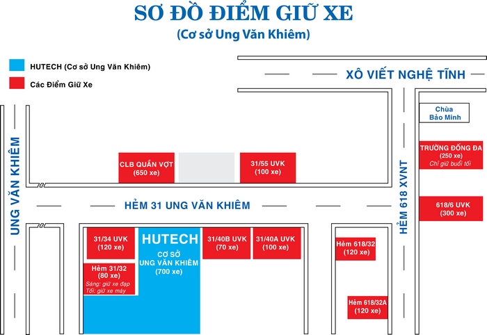 Hướng dẫn sinh viên, học sinh các điểm giữ xe gần trường HUTECH 18
