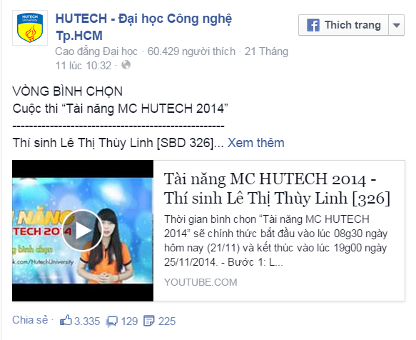 Giải thưởng đầu tiên của “Tài năng MC HUTECH 2014” thuộc về Lê Thị Thùy Linh  10