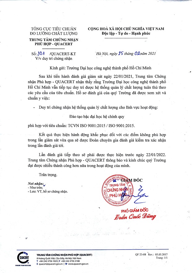 HUTECH successfully passes the Stage 2 Audit on the implementation of the quality management system according to ISO 9001:2015