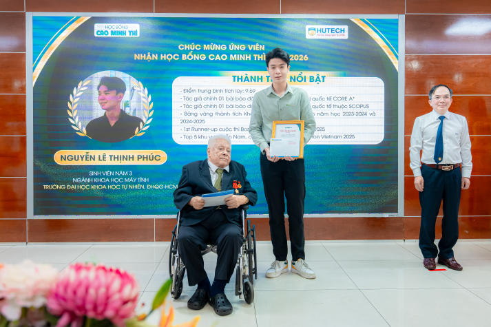 HUTECH trao Học bổng Cao Minh Thì 2026, tiếp sức đam mê nghiên cứu khoa học cho người học trẻ 30