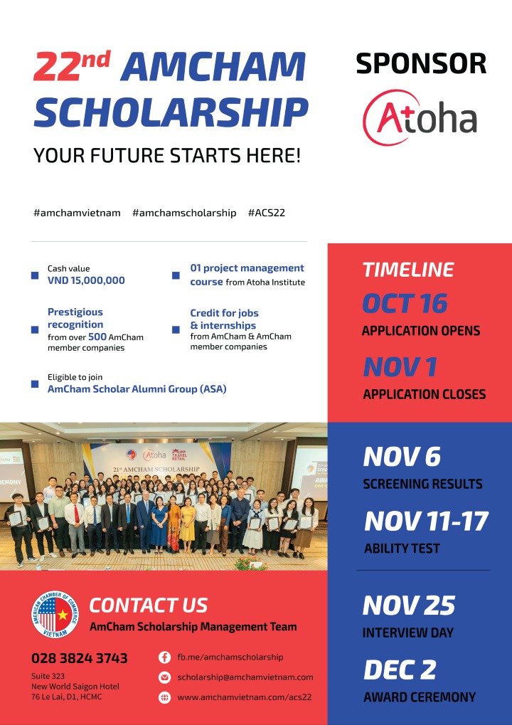 Cơ hội nhận Học bổng AmCham 2023 cho sinh viên HUTECH 30