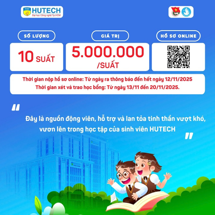 Học bổng Thắp sáng ước mơ tuổi trẻ HUTECH nhận hồ sơ đến hết ngày 12/11 22