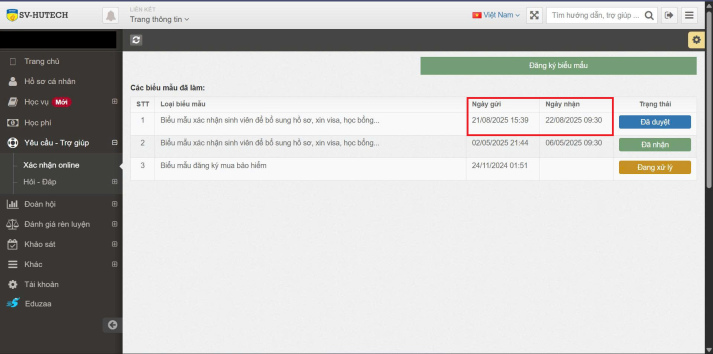 Hướng dẫn 3 bước thực hiện giấy xác nhận sinh viên trực tuyến 110