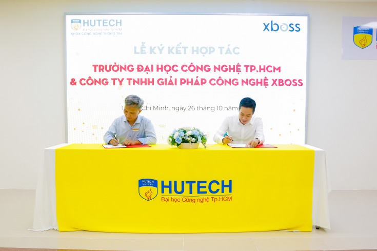 PGS.TS. Võ Đình Bảy và anh Trần Văn Giang đã cùng ký kết hợp tác, thống nhất cùng nhau xây dựng và mở rộng cơ hội học tập, phát triển cho sinh viên HUTECH 1