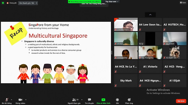 English language students have an online cultural exchange with students of the University of Singapore Polytechnic 15