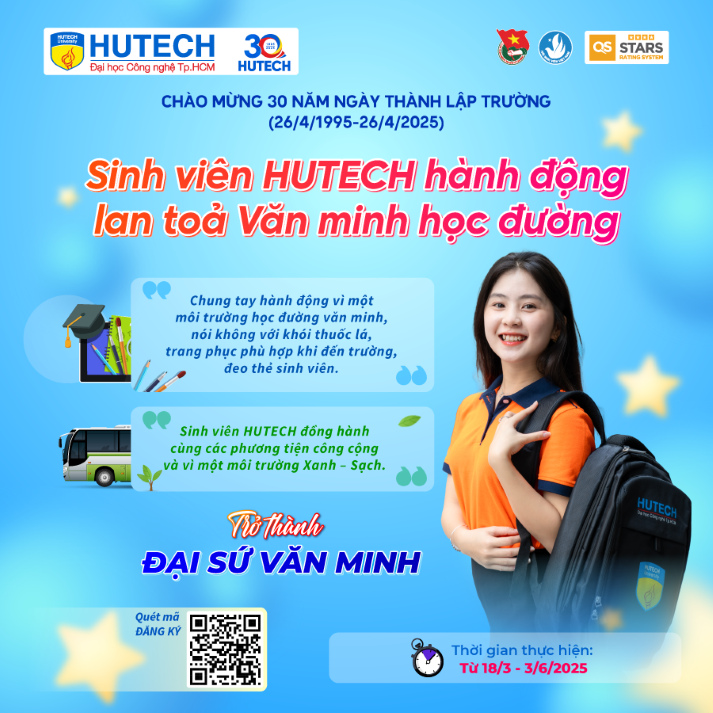 HUTECH-ers cùng hành động và lan toả tinh thần Văn minh học đường tại Thu Duc Campus 10