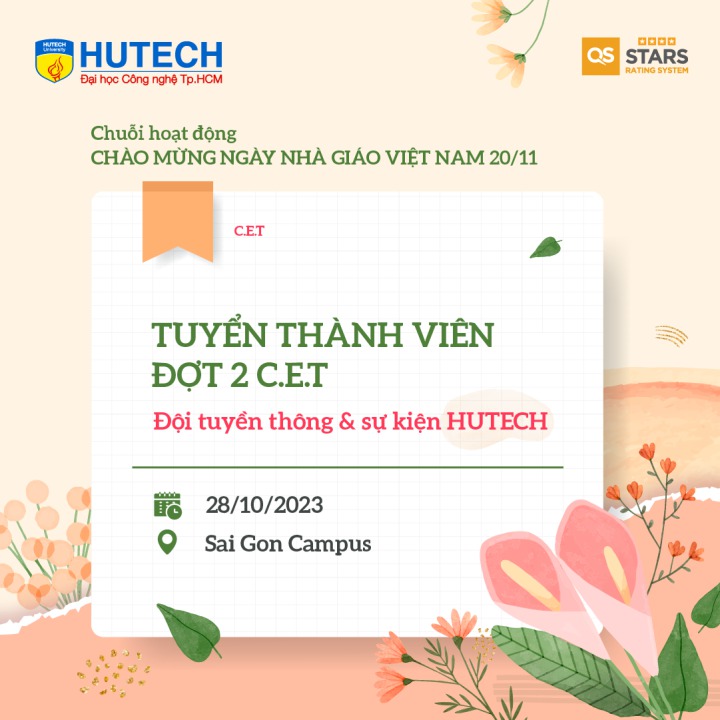 Cùng đón chờ chuỗi hoạt động sôi nổi chào mừng ngày Nhà giáo Việt Nam 20/11 tại HUTECH 65