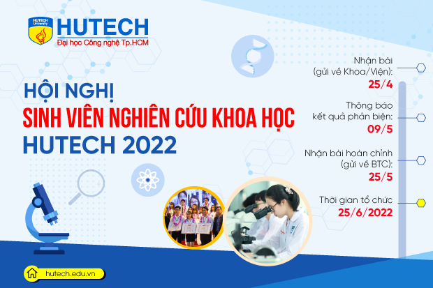 Hội nghị Sinh viên Nghiên cứu Khoa học HUTECH 2022 sẽ nhận bài đến 25/4 29