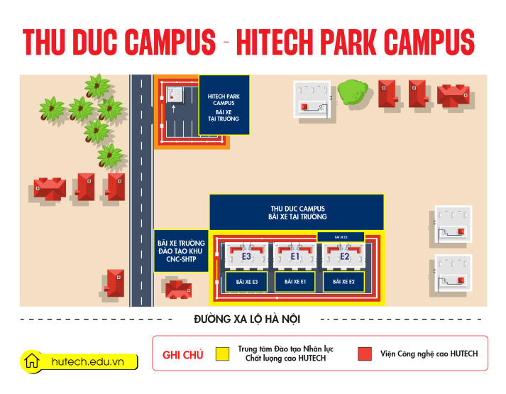 Sơ đồ bãi gửi xe tại các cơ sở học tập của HUTECH năm học 2026-2027 84
