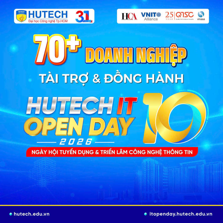 HUTECH IT Open Day 2026 quy tụ hơn 70 doanh nghiệp cùng 5.000 cơ hội việc làm cho sinh viên vào 03/4 tới 18