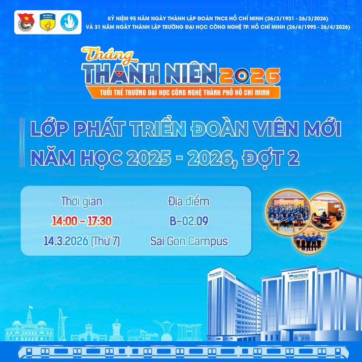 Sôi nổi Tháng Thanh niên 2026 tại HUTECH: Lan tỏa tinh thần xung kích, sáng tạo và trách nhiệm cộng đồng 188
