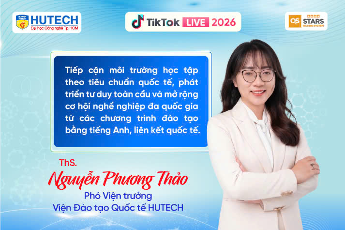 [HUTECH TIKTOK LIVE 2026] Khám phá chương trình đào tạo Dược và các chương trình quốc tế tại HUTECH vào 13/5 tới 31