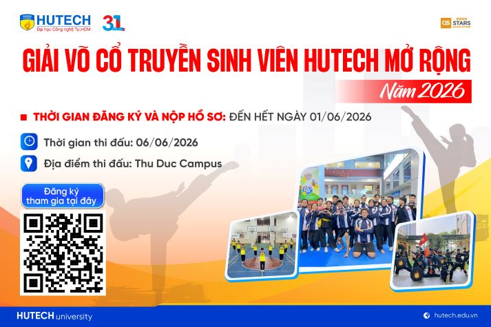 Giải Võ cổ truyền sinh viên HUTECH mở rộng năm 2026 chính thức mở đơn đăng ký 11