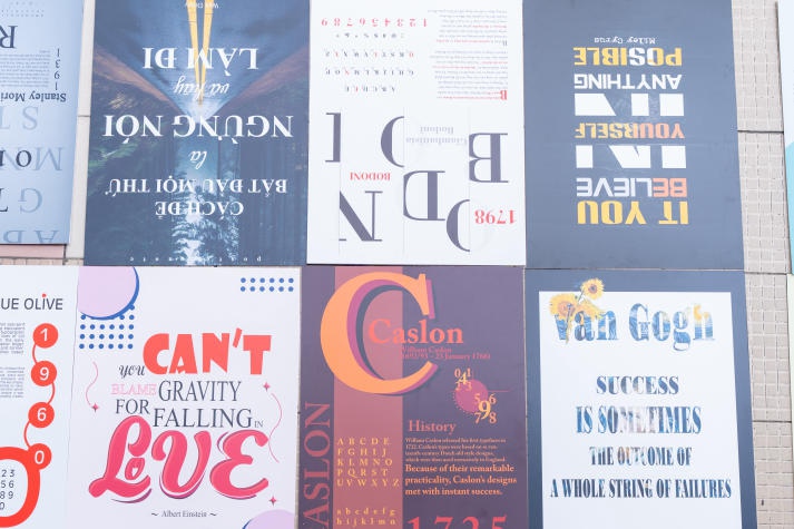 Sinh viên ngành Thiết kế đồ họa HUTECH trưng bày sản phẩm nghệ thuật chữ 17