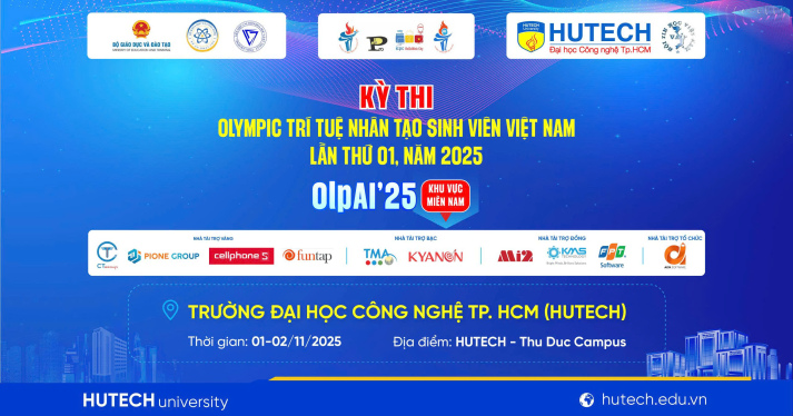 HUTECH đăng cai tổ chức kỳ thi OlpAI’25 - Khu vực miền Nam vào 01-02/11 tới 10
