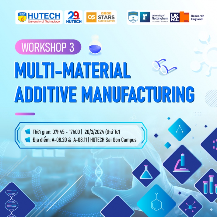 Khoa Dược và Viện CIRTech HUTECH sẽ giao lưu với Trường ĐH Nottingham (Anh Quốc) tại hội thảo sản xuất bồi đắp 3D đa vật liệu ngày 20/3 tới 14