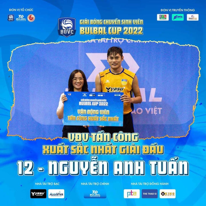 Giải “Vận động viên tấn công xuất sắc nhất” thuộc về số áo 12 – Nguyễn Anh Tuấn.