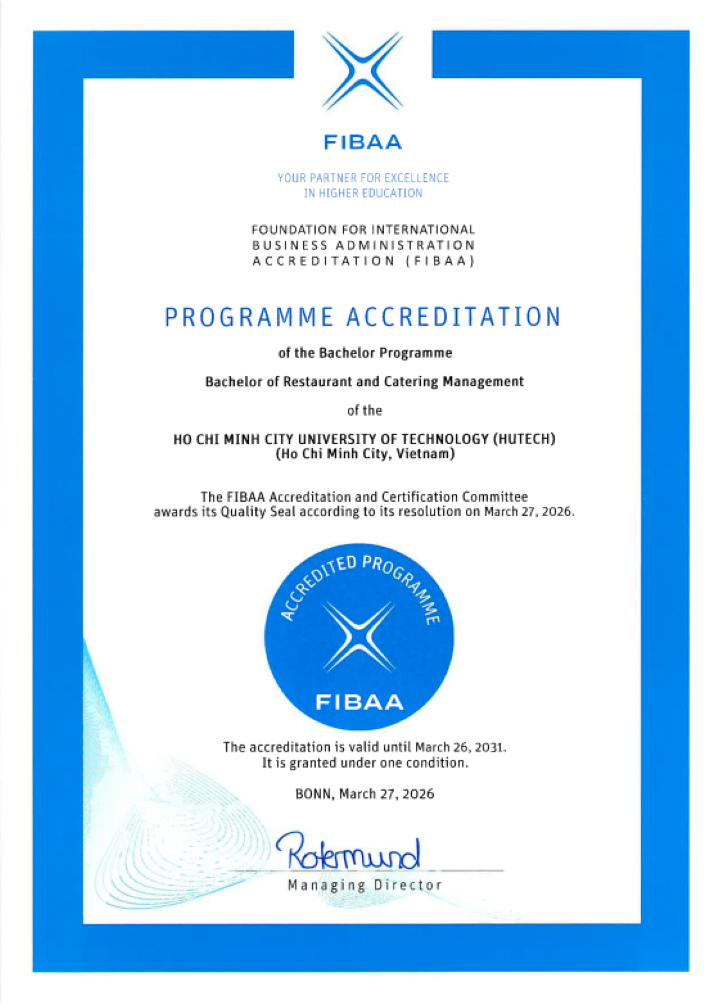 HUTECH đón thêm dấu mốc chất lượng: 04 chương trình đào tạo trình độ đại học đạt chuẩn quốc tế FIBAA 29