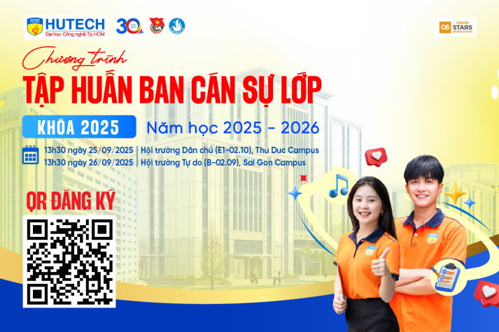 HUTECH sẽ tập huấn Ban cán sự lớp khóa 2025 vào 25-26/9 tới 11