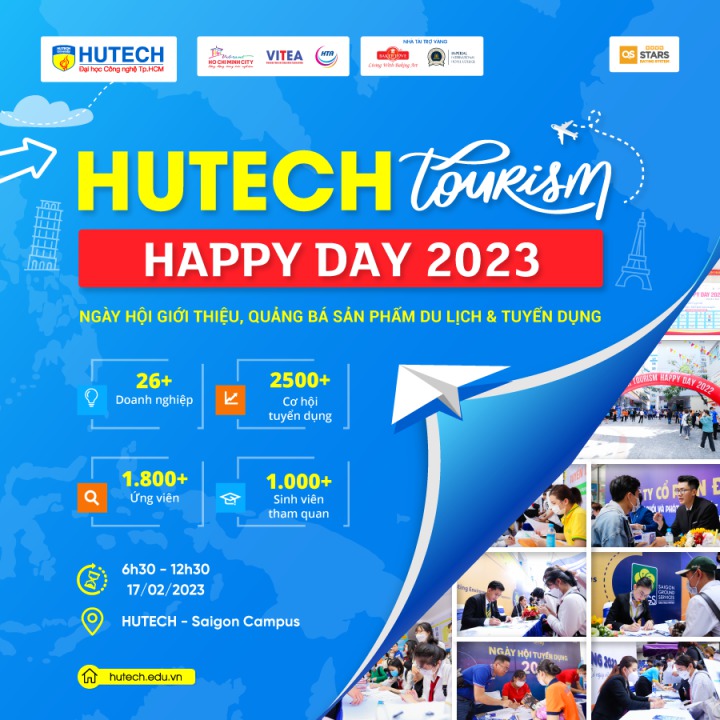 Cùng sinh viên khối ngành Du lịch - Nhà hàng - Khách sạn “săn” việc tại HUTECH Tourism Happy Day 2023 vào 17/02 tới 9