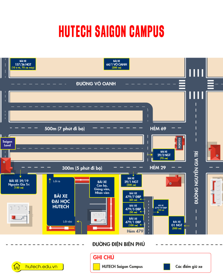 Hướng dẫn sơ đồ bãi gửi xe tại các cơ sở của HUTECH năm học 2025-2026 23