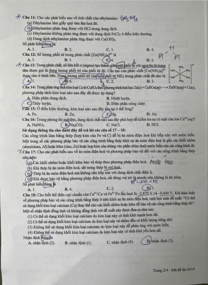 [Mới] - Đề thi tốt nghiệp THPT môn Hóa học và gợi ý giải đề 43