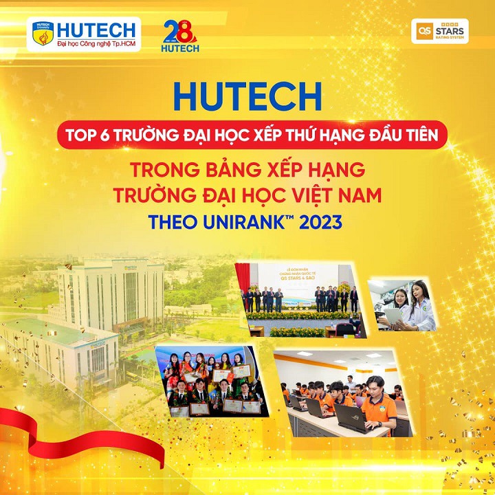 HUTECH đạt top 6 tại bảng xếp hạng các Trường Đại học Việt Nam của UniRank™ 2023