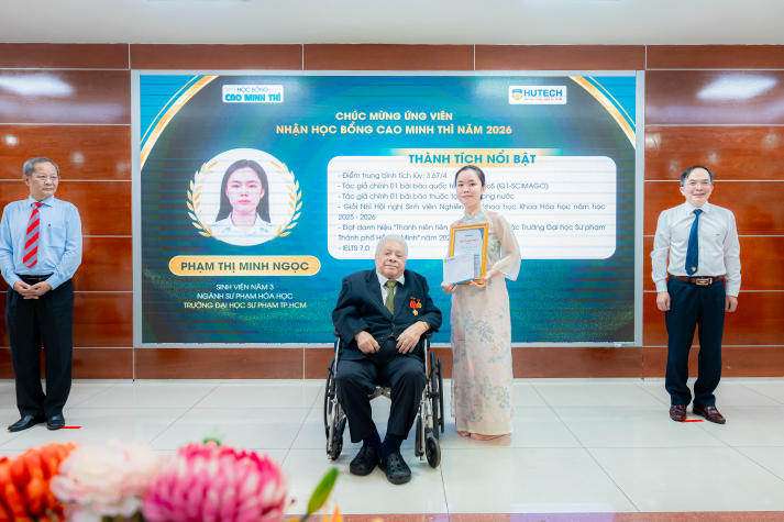 HUTECH trao Học bổng Cao Minh Thì 2026, tiếp sức đam mê nghiên cứu khoa học cho người học trẻ 35