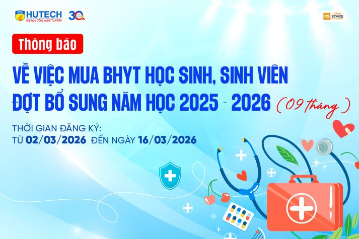 Thông báo mua Bảo hiểm y tế - Đợt bổ sung năm học 2025-2026 (09 tháng): Từ 02/03 đến 16/03/2026 14