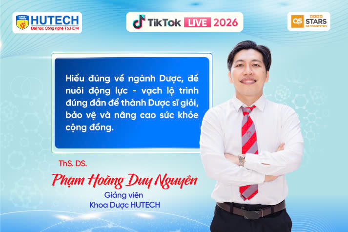 [HUTECH TIKTOK LIVE 2026] Khám phá chương trình đào tạo Dược và các chương trình quốc tế tại HUTECH vào 13/5 tới 17