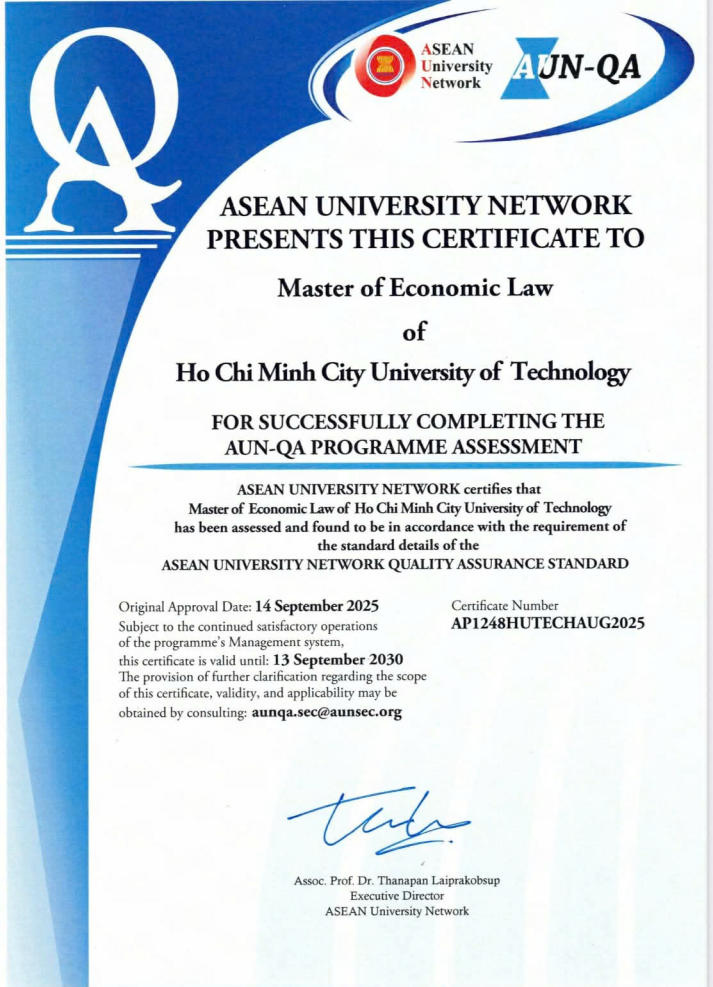 Thêm 04 chương trình Thạc sĩ đạt chuẩn AUN-QA, HUTECH khẳng định vị thế trên bản đồ giáo dục khu vực 16