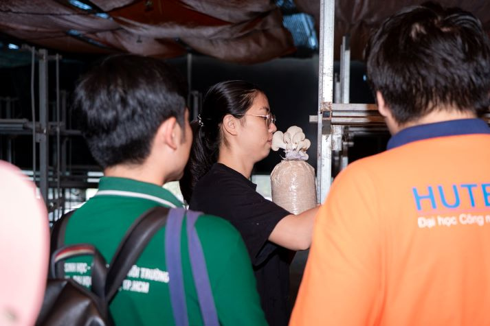 Sinh viên Viện Khoa học Ứng dụng tiếp cận công nghệ IoT trong nuôi trồng nấm và rau sạch 68