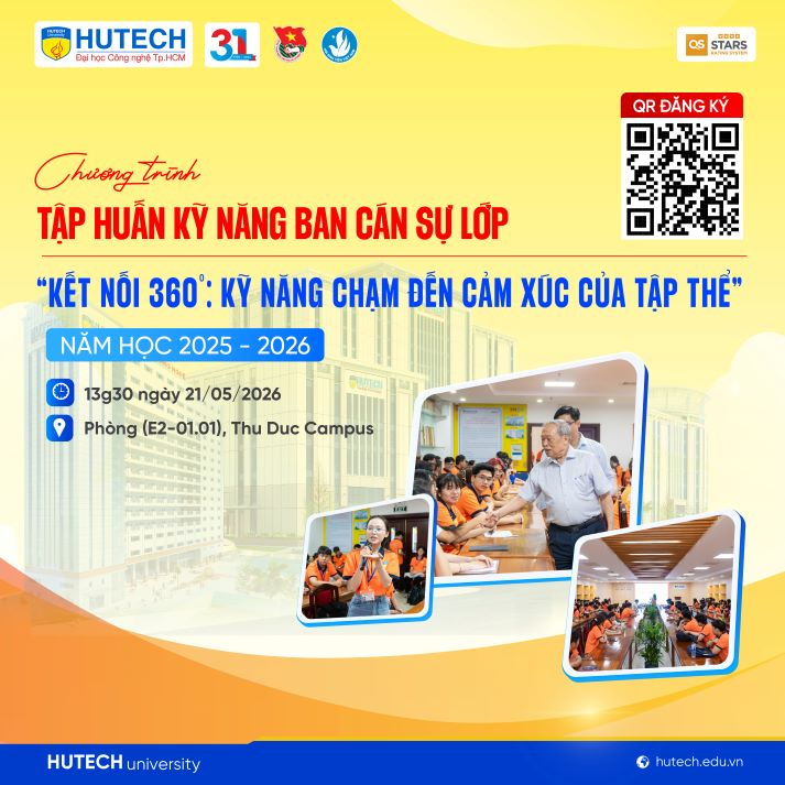 Ban cán sự lớp HUTECH tập huấn kỹ năng kết nối và dẫn dắt tập thể vào ngày 21/5 tới 11