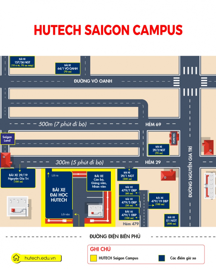 Hướng dẫn sơ đồ bãi gửi xe tại các cơ sở của HUTECH năm học 2024 - 2025 28